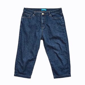 Jag Jeans Signify Capri Jeans Size 14 Dark Wash Stretch Zip-Up